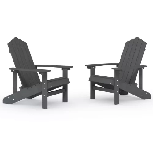  2 db antracitszürke HDPE kerti adirondack szék