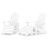  2 db fehér HDPE kerti adirondack szék lábtartóval