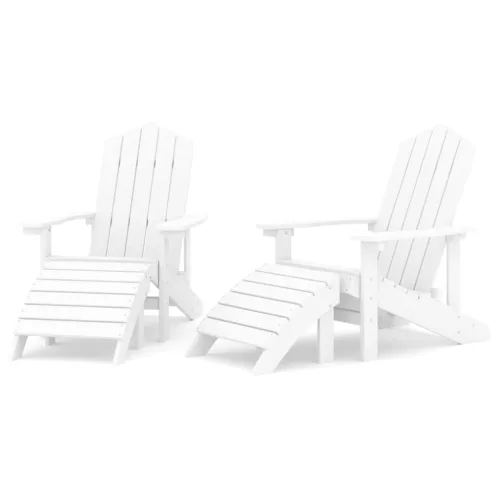  2 db fehér HDPE kerti adirondack szék lábtartóval