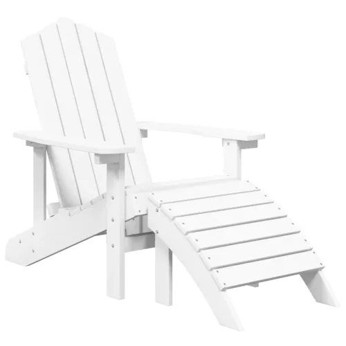 2 db fehér HDPE kerti adirondack szék lábtartóval