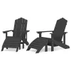  2 db antracitszürke HDPE kerti adirondack szék lábtartóval