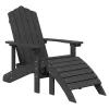  2 db antracitszürke HDPE kerti adirondack szék lábtartóval