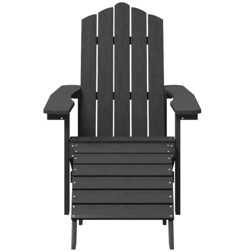  2 db antracitszürke HDPE kerti adirondack szék lábtartóval