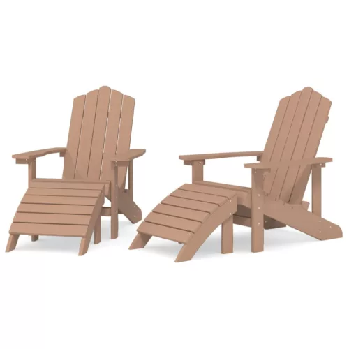  2 db barna HDPE kerti adirondack szék lábtartóval