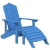  2 db vízkék HDPE kerti adirondack szék lábtartóval