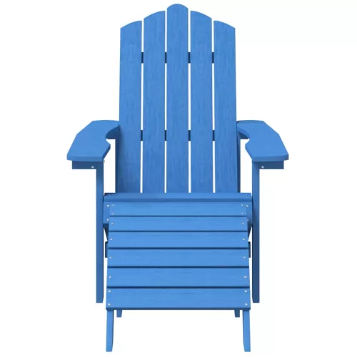 2 db vízkék HDPE kerti adirondack szék lábtartóval