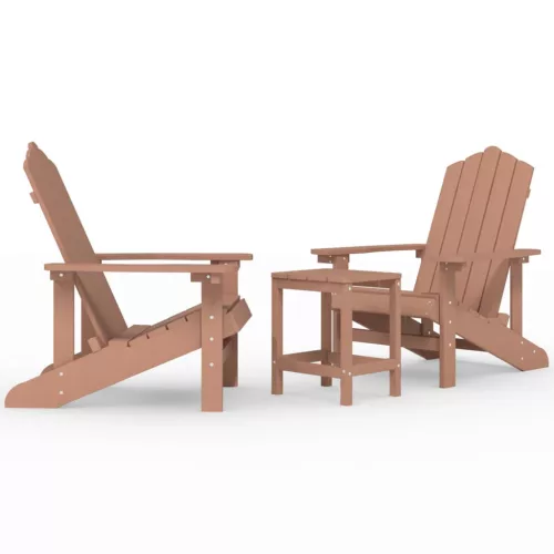  barna HDPE kerti adirondack székek asztallal