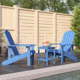  vízkék HDPE kerti adirondack székek asztallal