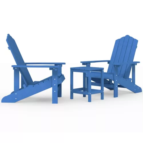  vízkék HDPE kerti adirondack székek asztallal