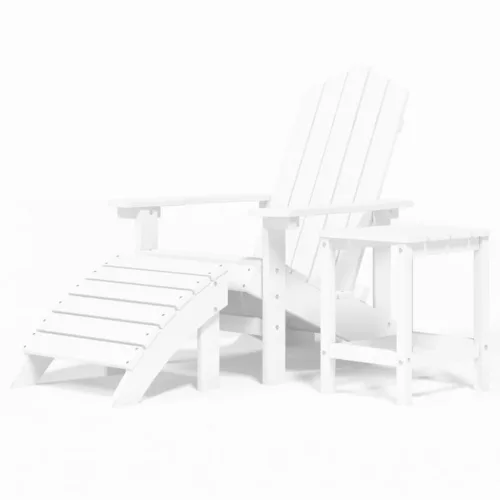  fehér HDPE kerti adirondack szék lábtartóval és asztallal