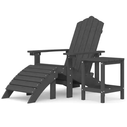  antracitszürke kerti adirondack szék lábtartóval és asztallal
