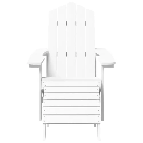  fehér HDPE kerti adirondack székek lábtartóval és asztallal