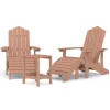  barna HDPE kerti adirondack székek lábtartóval és asztallal