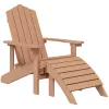  barna HDPE kerti adirondack székek lábtartóval és asztallal