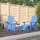  vízkék HDPE kerti adirondack székek lábtartóval és asztallal