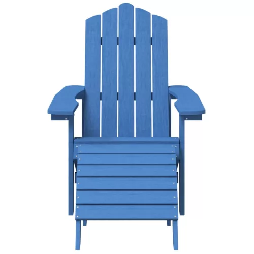  vízkék HDPE kerti adirondack székek lábtartóval és asztallal