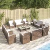  16 részes barna polyrattan kerti ülőgarnitúra párnákkal
