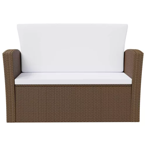  16 részes barna polyrattan kerti ülőgarnitúra párnákkal