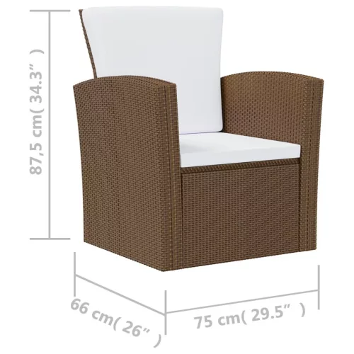  16 részes barna polyrattan kerti ülőgarnitúra párnákkal