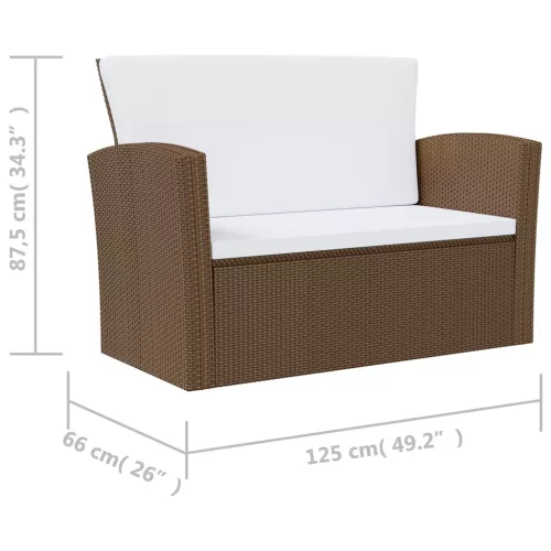  16 részes barna polyrattan kerti ülőgarnitúra párnákkal