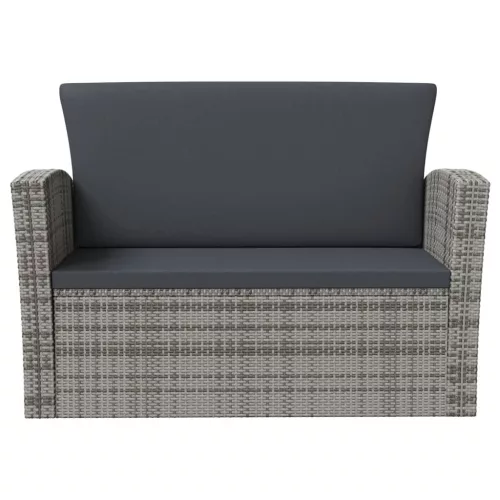  16 részes szürke polyrattan kerti ülőgarnitúra párnákkal
