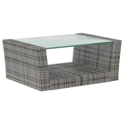  16 részes szürke polyrattan kerti ülőgarnitúra párnákkal