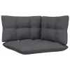  2 személyes tömör fenyőfa kerti kanapé antracitszürke párnákkal