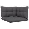  3 személyes tömör fenyőfa kerti kanapé antracitszürke párnákkal