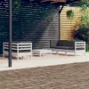  6 részes fenyőfa kerti ülőgarnitúra antracitszürke párnákkal