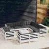  12 részes fehér tömör fenyőfa kerti ülőgarnitúra párnákkal