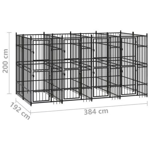  acél kültéri kutyakennel 7,37 m²