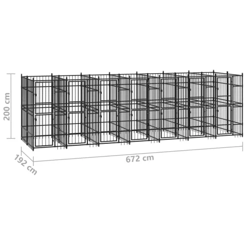  acél kültéri kutyakennel 12,9 m²