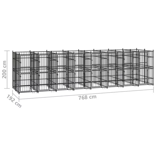  acél kültéri kutyakennel 14,75 m²