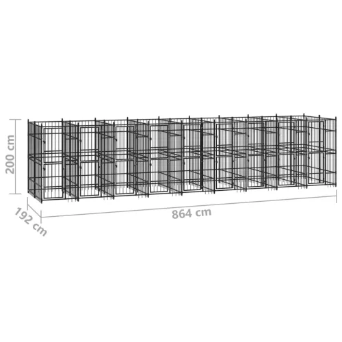  acél kültéri kutyakennel 16,59 m²