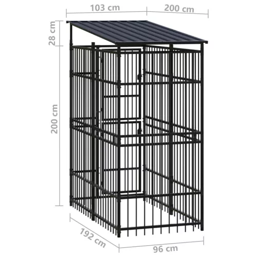  acél kültéri kutyakennel tetővel 1,84 m²