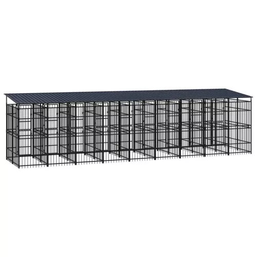  acél kültéri kutyakennel tetővel 16,59 m²