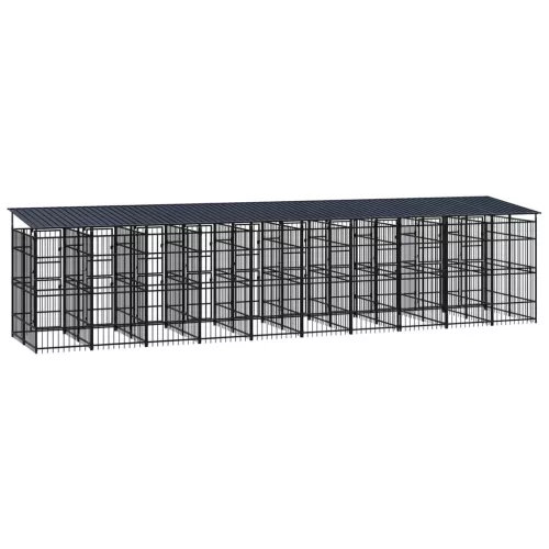  acél kültéri kutyakennel tetővel 18,43 m²
