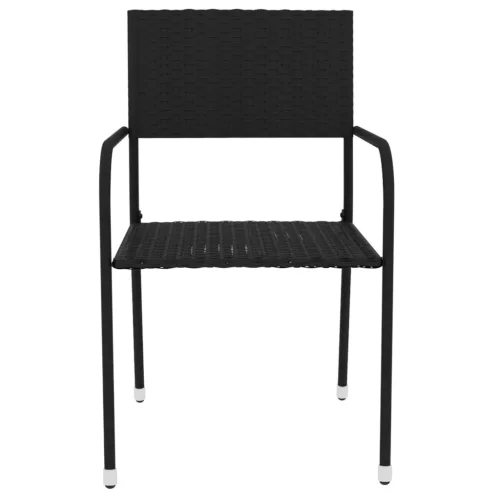  3 részes fekete polyrattan kerti étkezőgarnitúra