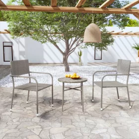 3 részes szürke polyrattan kerti étkezőgarnitúra
