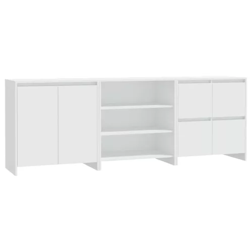  3 részes fehér szerelt fa tálalószekrény