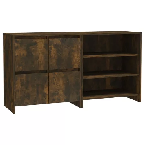  2 részes füstölt tölgyszínű szerelt fa tálalószekrény