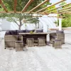  7 részes szürke polyrattan kerti ülőgarnitúra párnákkal