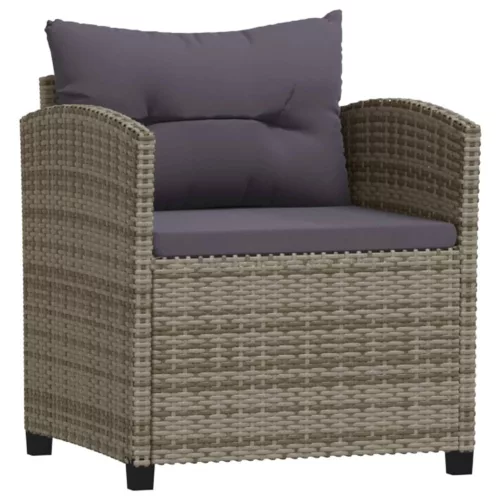  7 részes szürke polyrattan kerti ülőgarnitúra párnákkal