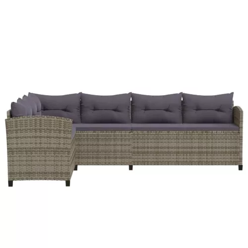  7 részes szürke polyrattan kerti ülőgarnitúra párnákkal