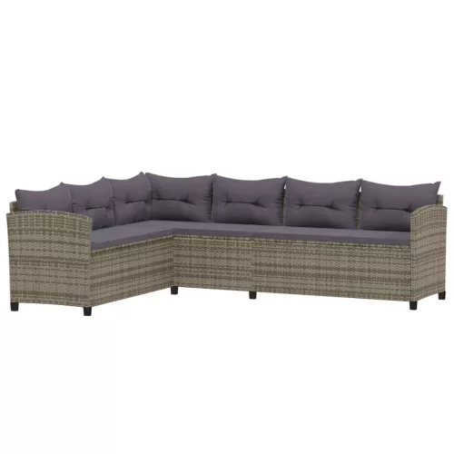  7 részes szürke polyrattan kerti ülőgarnitúra párnákkal