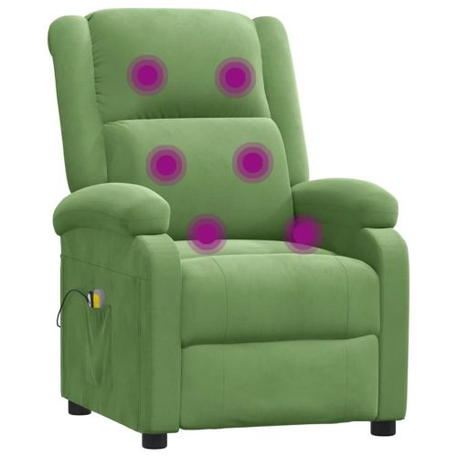  világoszöld bársony elektromos masszázsfotel