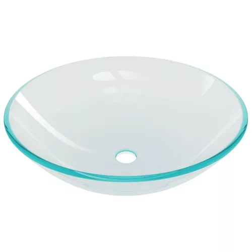  edzett üveg mosdókagyló csapteleppel és leeresztőszeleppel