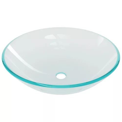  edzett üveg mosdókagyló csapteleppel és leeresztőszeleppel