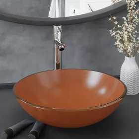    edzett üveg mosdókagyló csapteleppel és leeresztőszeleppel