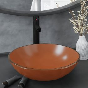    edzett üveg mosdókagyló csapteleppel és leeresztőszeleppel